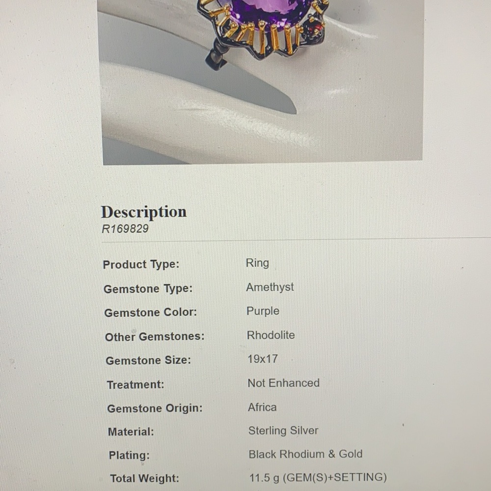 New Gorg Unique African Amethyst Rhodolite Ring - Picture 2 of 16